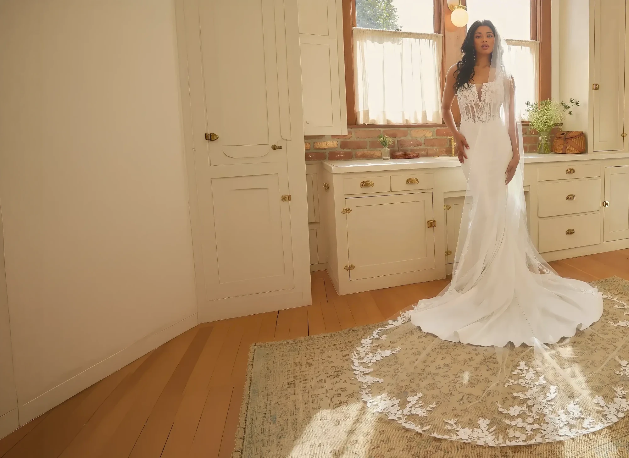 Model wearing a bridal dress.