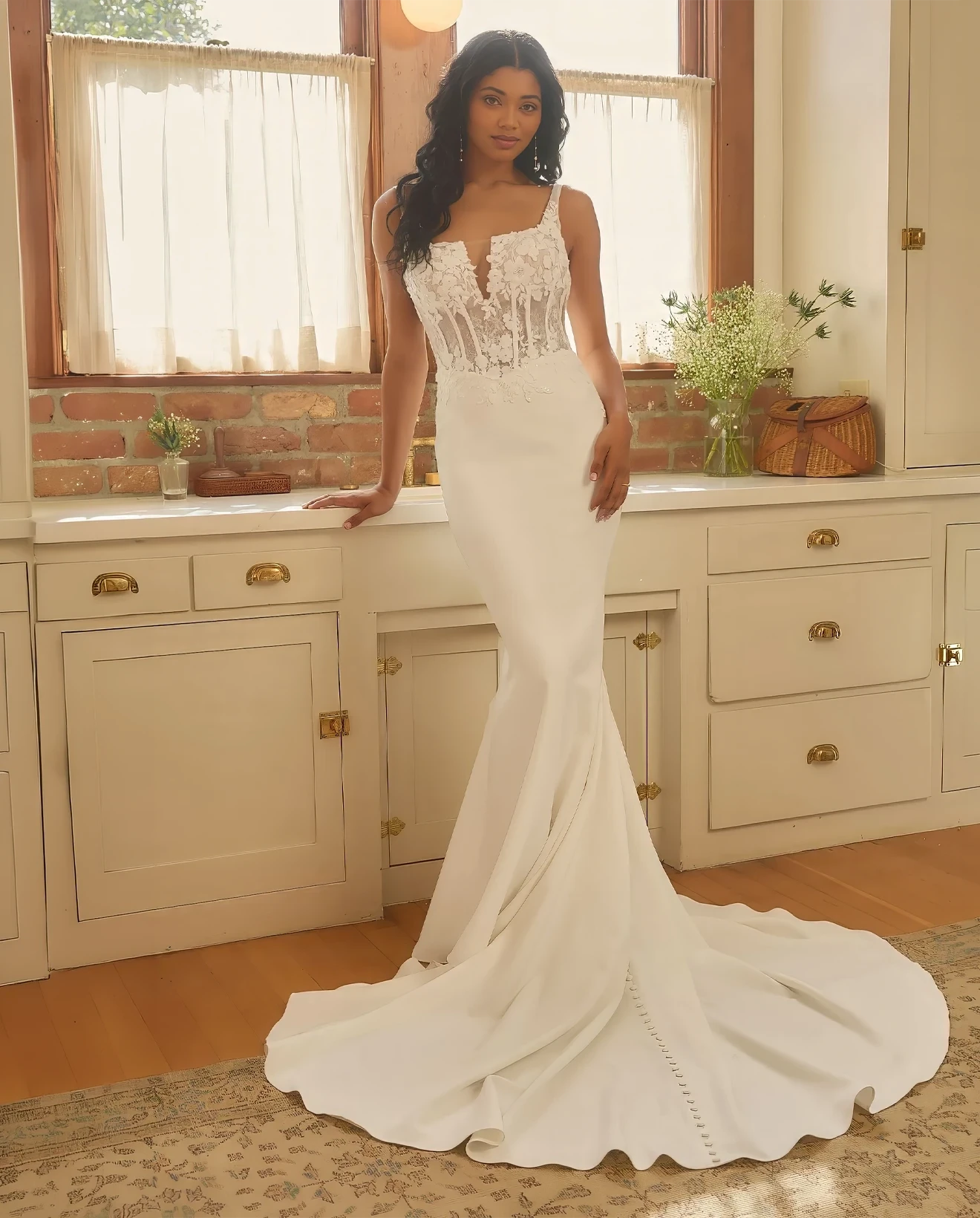 Model wearing a bridal gown.