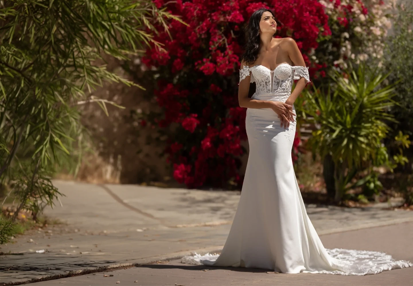Model wearing a bridal gown.
