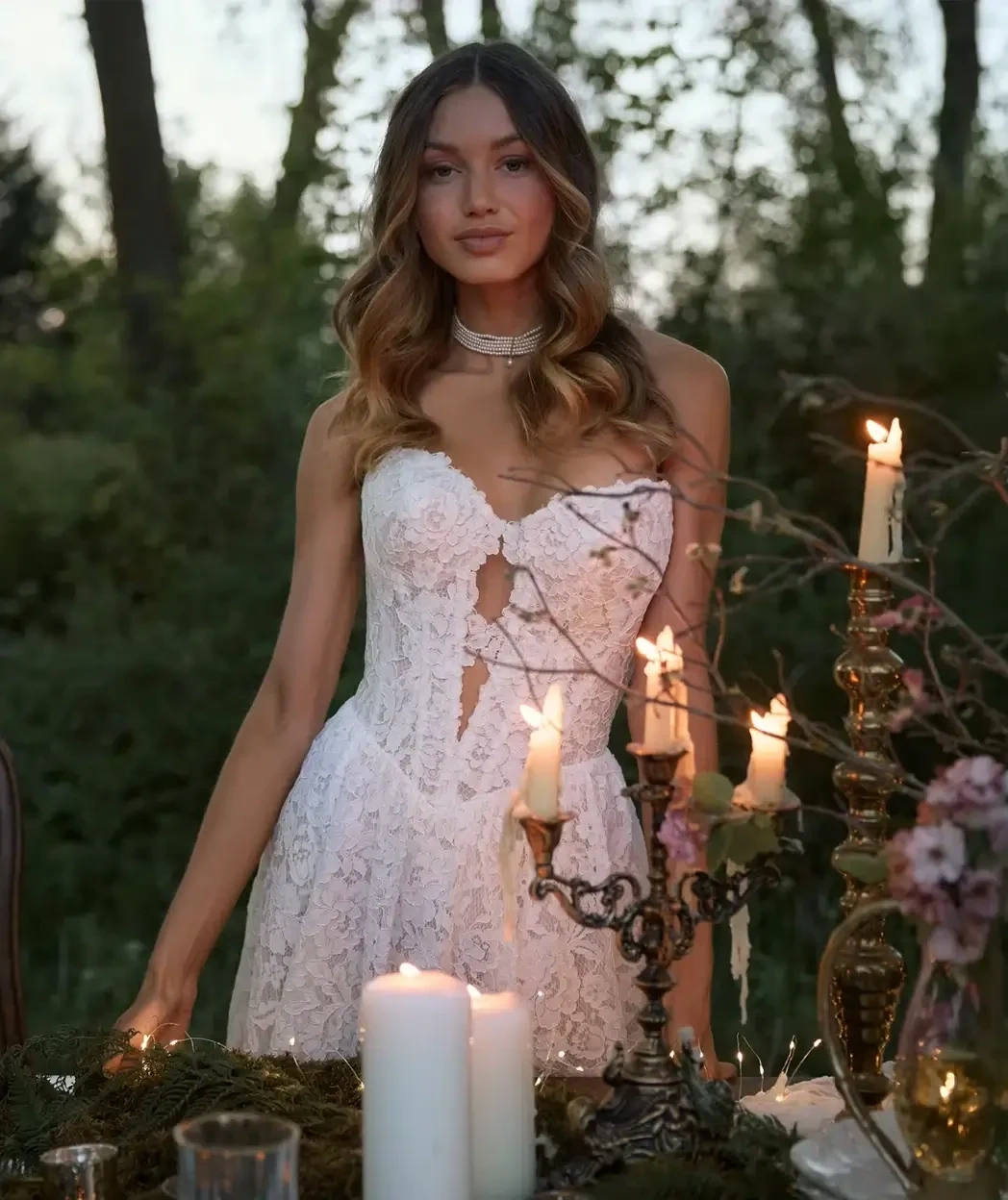 Model wearing a bridal gown.