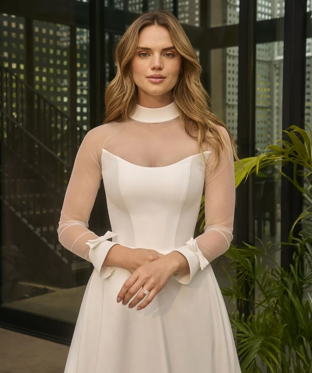 Model wearing a bridal gown.